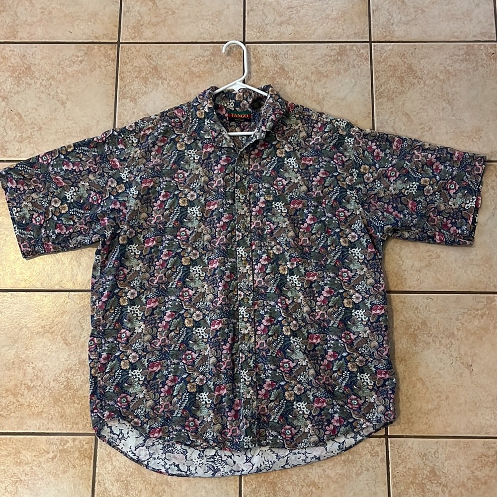 Vintage TANGO Floral Button Down Short Sleeve,‎ Sz XL
